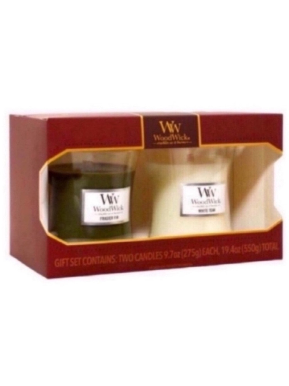 New Woodwick White Teak Candle and Fraser Fir Candle Set
